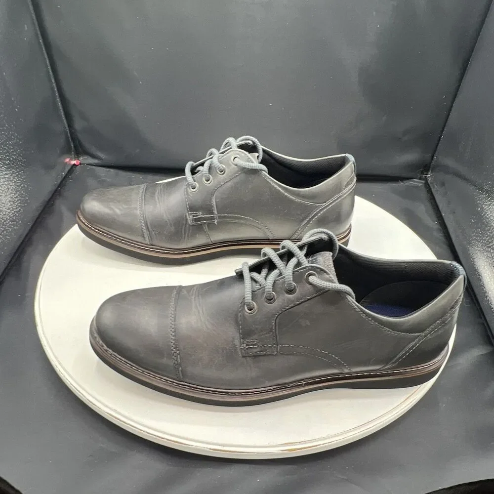 Nunn Bush Comfort Gel Men’s Gray Leather Cap Toe Lace-Up Derby Dress 12M NWOB